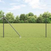 vidaXL Staket med stolpar Grå 1 x 25 m Stål