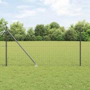 vidaXL Staket med stolpar Grå 1.4 x 10 m Stål