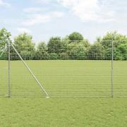 vidaXL Staket med stolpar Silver 1.5 x 10 m Stål