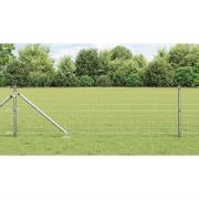 vidaXL Staket med stolpar Silver 0.8 x 25 m Stål