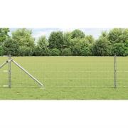 vidaXL Staket med stolpar Silver 0.8 x 25 m Stål