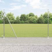 vidaXL Staket med stolpar Silver 1.4 x 10 m Stål