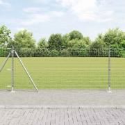 vidaXL Staket med stolpar Silver 1 x 25 m Stål