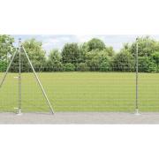 vidaXL Staket med stolpar Silver 1.5 x 10 m Stål