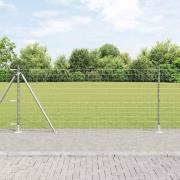 vidaXL Staket med stolpar Silver 1 x 25 m Stål