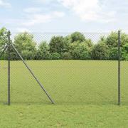 vidaXL Kedjestängsel med stolpar Grå 1.6 x 10 m Stål