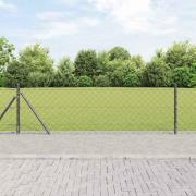 vidaXL Kedjestängsel med stolpar Grå 0.4 x 10 m Stål