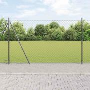 vidaXL Kedjestängsel med stolpar Grå 1.4 x 10 m Stål