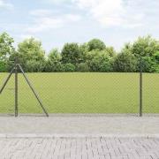 vidaXL Kedjestängsel med stolpar Grå 0.8 x 25 m Stål