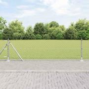 vidaXL Kedjestängsel med stolpar Silver 0.4 x 10 m Stål