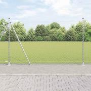 vidaXL Kedjestängsel med stolpar Silver 1.4 x 10 m Stål