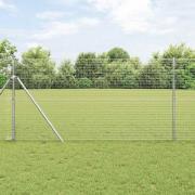 vidaXL Staket med stolpar Silver 1.2 x 10 m Stål