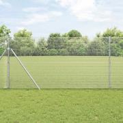 vidaXL Staket med stolpar Silver 1 x 25 m Stål