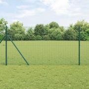 vidaXL Staket med stolpar Grön 1.4 x 10 m Stål