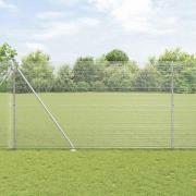 vidaXL Staket med stolpar Silver 1.6 x 10 m Stål