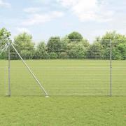 vidaXL Staket med stolpar Silver 1.6 x 10 m Stål