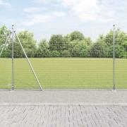 vidaXL Staket med stolpar Silver 1.5 x 25 m Stål