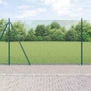 vidaXL Staket med stolpar Grön 1.6 x 10 m Stål