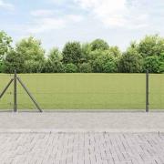 vidaXL Staket med stolpar Grå 0.5 x 10 m Stål