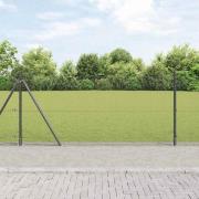 vidaXL Staket med stolpar Grå 0.8 x 25 m Stål