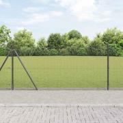 vidaXL Staket med stolpar Grå 1.6 x 25 m Stål