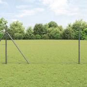 vidaXL Staket med stolpar Grå 1.4 x 10 m PVC-belagd stål