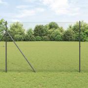vidaXL Staket med stolpar Grå 1.5 x 25 m PVC-belagd stål