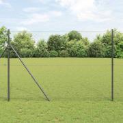vidaXL Staket med stolpar Grå 1.5 x 25 m PVC-belagd stål