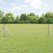 vidaXL Staket med stolpar Silver 0.8 x 10 m PVC-belagd stål