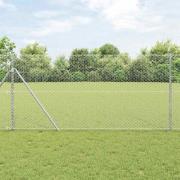 vidaXL Staket med stolpar Silver 1.2 x 25 m PVC-belagd stål