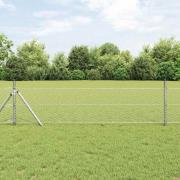 vidaXL Staket med stolpar Silver 0.6 x 50 m PVC-belagd stål
