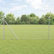 vidaXL Staket med stolpar Silver 1 x 100 m PVC-belagd stål