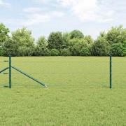 vidaXL Staket med stolpar Grön 0.5 x 10 m PVC-belagd stål