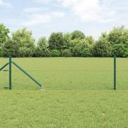 vidaXL Staket med stolpar Grön 0.8 x 10 m PVC-belagd stål