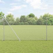 vidaXL Staket med stolpar Silver 1.6 x 25 m PVC-belagd stål