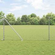 vidaXL Staket med stolpar Silver 1 x 50 m PVC-belagd stål