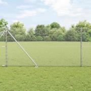 vidaXL Staket med stolpar Silver 1 x 100 m PVC-belagd stål