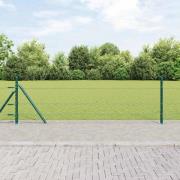 vidaXL Staket med stolpar Grön 0.5 x 10 m PVC-belagd stål