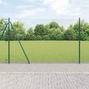 vidaXL Staket med stolpar Grön 1.4 x 10 m PVC-belagd stål