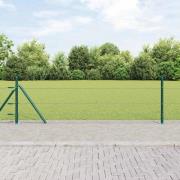 vidaXL Staket med stolpar Grön 0.5 x 25 m PVC-belagd stål