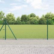 vidaXL Staket med stolpar Grön 0.8 x 100 m PVC-belagd stål