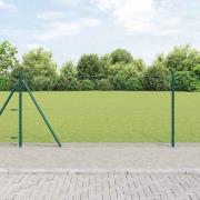 vidaXL Staket med stolpar Grön 1 x 100 m PVC-belagd stål