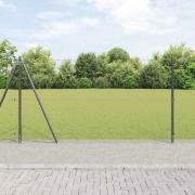 vidaXL Staket med stolpar Grå 1.2 x 25 m PVC-belagd stål