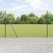 vidaXL Staket med stolpar Grå 1.4 x 50 m PVC-belagd stål