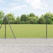 vidaXL Staket med stolpar Grå 1.6 x 100 m PVC-belagd stål