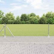 vidaXL Staket med stolpar Silver 0.4 x 10 m PVC-belagd stål