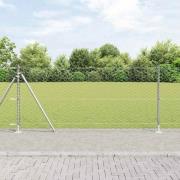 vidaXL Staket med stolpar Silver 0.8 x 100 m PVC-belagd stål