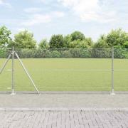 vidaXL Staket med stolpar Silver 1 x 100 m PVC-belagd stål