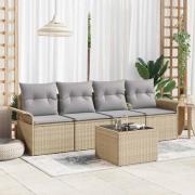 vidaXL Trädgårdsoffset med kudde 5 pcs Beige, grå 55 x 55 x 37 cm