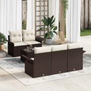 vidaXL Trädgårdsoffset Manuell 6 pcs Brun, krämfärgad 55 x 55 x 37 cm